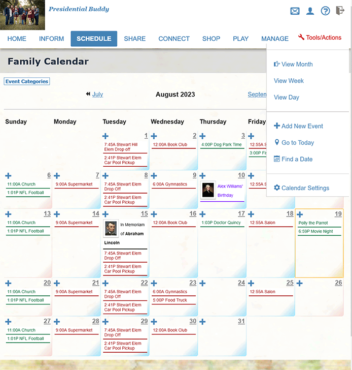 Screenshot: Family Calendar