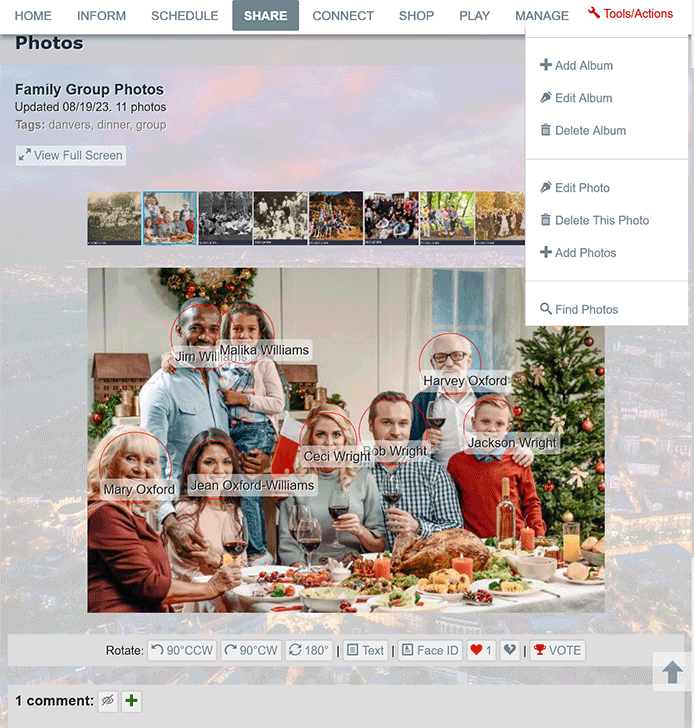 Screenshot: Share Family Photos